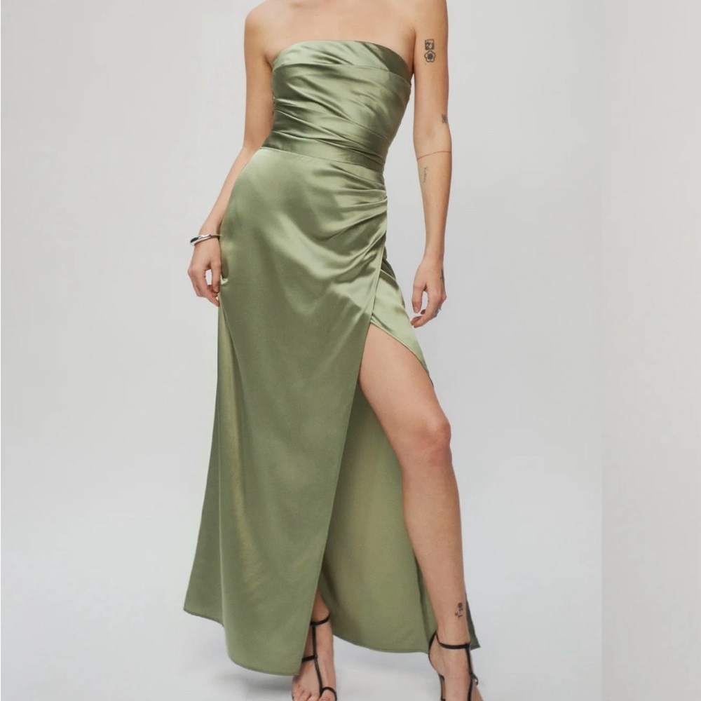 Reformation Olive Strapless Satin Dress